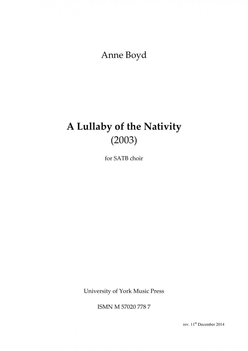 Anne Boyd: A Lullaby of the Nativity