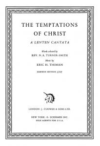 Thiman, E The Temptations Of Christ Vocal Score