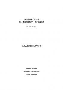 Elisabeth Lutyens: Lament of Isis on the Death of Osiris