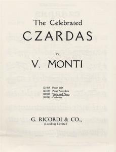 Vittorio Monti: The Celebrated Czardas (Violin)