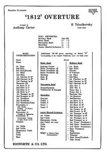 Tchaikovsky: 1812 Overture (additional Score/Parts)