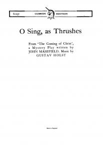 Holst, G O Sing, As Thrushes Sop Solo/Satb/Piano