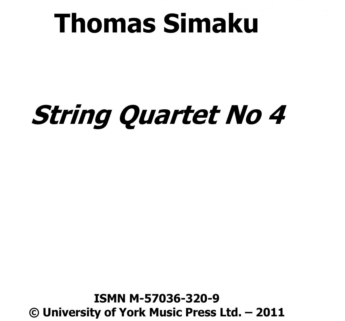 Thomas Simaku: String Quartet No.4 (Score)