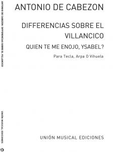 Cabezon: Diferencias sobre el Villancico Quien Te me Enojo Isabel for Piano