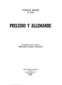 Tomas Mace: Preludio Y Allemande