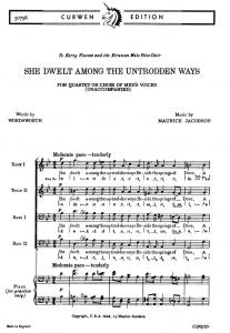 Jacobson, M She Dwelt Among The Untrodden Ways Ttbb/Piano