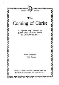 Holst Coming Of Christ Vocal Score