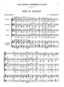 Macfarren Who Is Sylvia? Satb