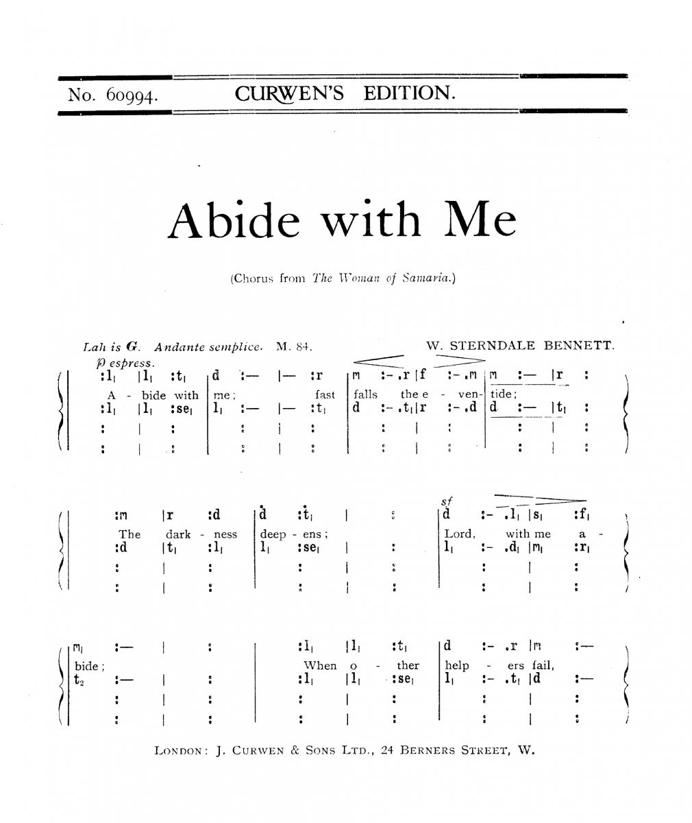 Bennett Abide With Me Satb Tonic Solfa