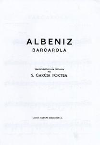 Albeniz Barcarola (garcia Fortea) Guitar