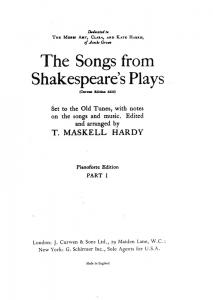 Hardy, T The Songs From Shakespeare's Plays Satb