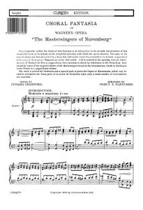 Fletcher, P Choral Fantasia From Mastersingers Of Nuremberg Satb/Piano