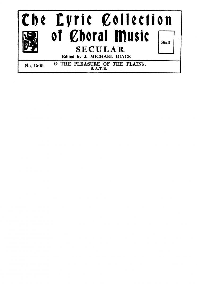 Handel O The Pleasure Of The Plains Satb