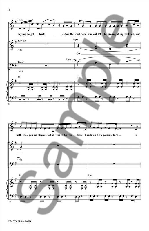 Jason Mraz: I'm Yours (SATB/Piano)