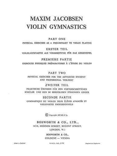 M. Jacobsen: Violin Gymnastics - Physical Exercises