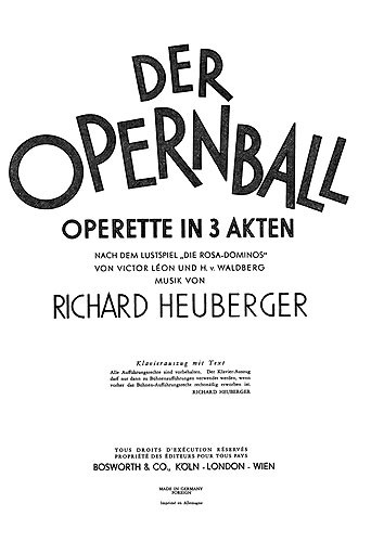 Heuberger, R Der Opernball Overture (German Lyrics) Pf