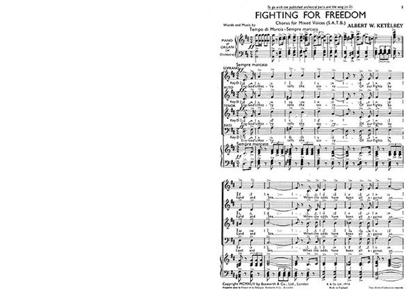 Ketelbey, Aw Fighting For Freedom Satb