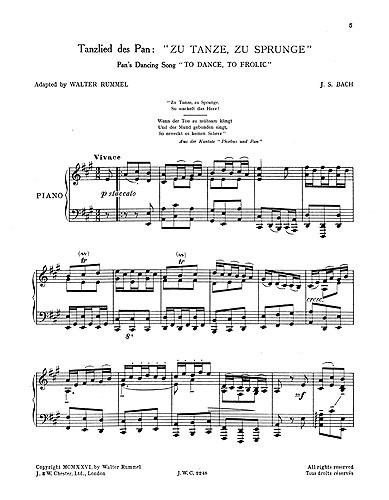 J.S.Bach/Walter Rummel: Pan's Dancing Song To Dance, To Frolic