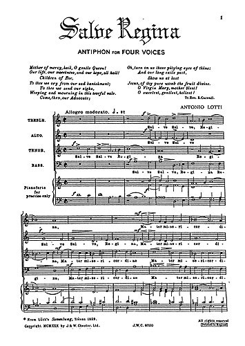 Lotti: Salve Regina Satb (L)