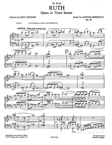 Lennox Berkeley: Ruth Op.50 (Vocal Score)