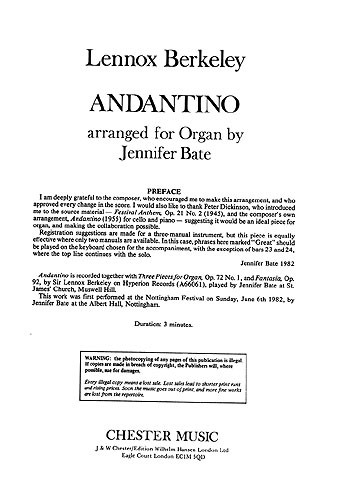 Lennox Berkeley: Andantino For Organ