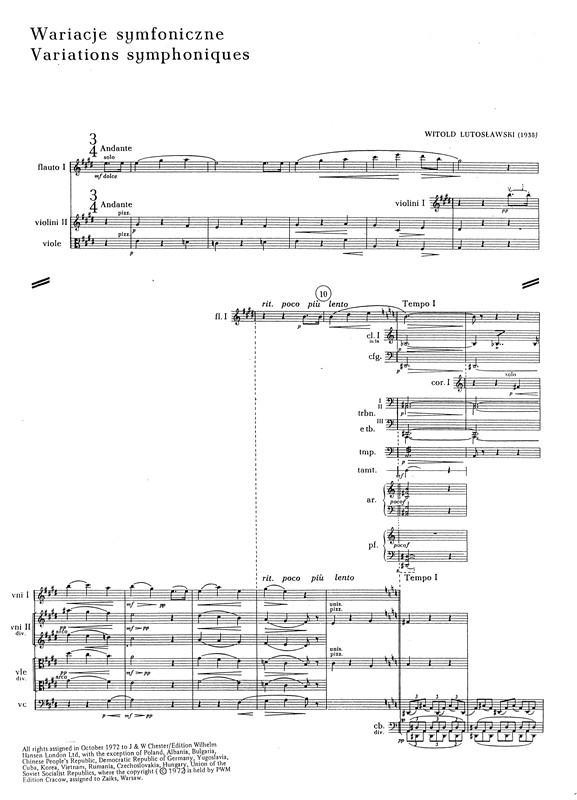 Witold Lutoslawski: Symphonic Variations (Score)