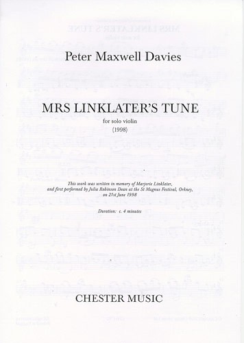 Peter Maxwell Davies: Mrs Linklater's Tune (Solo Violin)