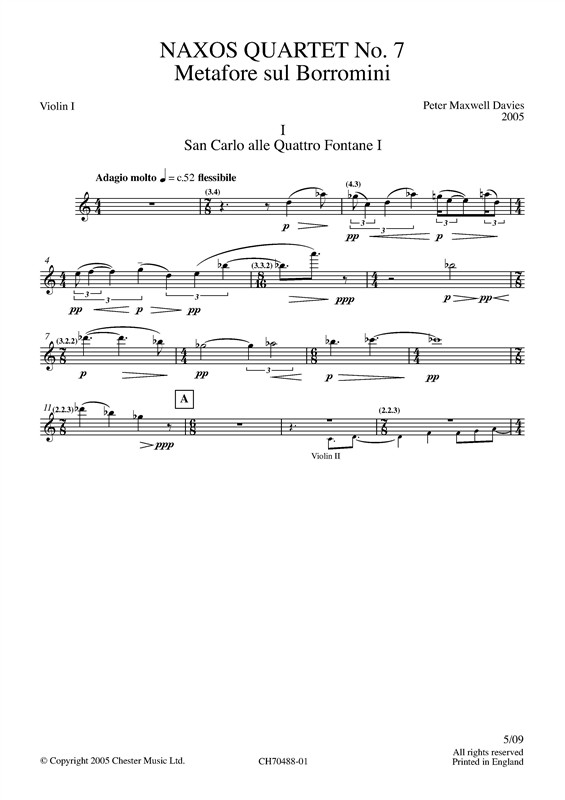 Peter Maxwell Davies: Naxos Quartet No.7 (Score)