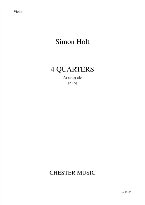 Simon Holt: 4 Quarters (Score)