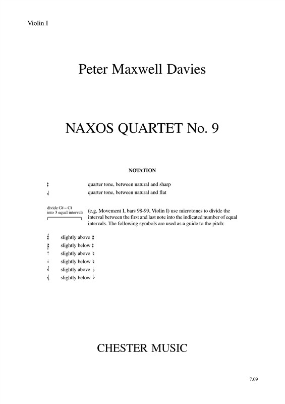 Peter Maxwell Davies: Naxos Quartet No.9 (Miniature Score)