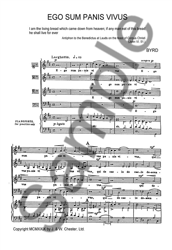 William Byrd: Ego Sum Panis Vivus (Collins) Satb (L)