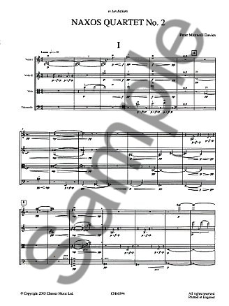 Peter Maxwell Davies: Naxos Quartet No.2 (Score)