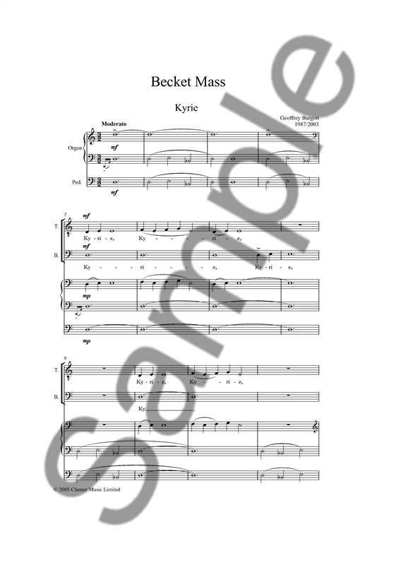 Geoffrey Burgon: Becket Mass (SATB/Organ)