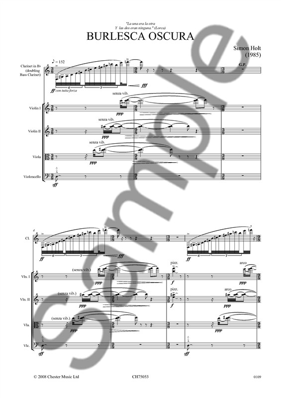 Simon Holt: Burlesca Oscura (Score)