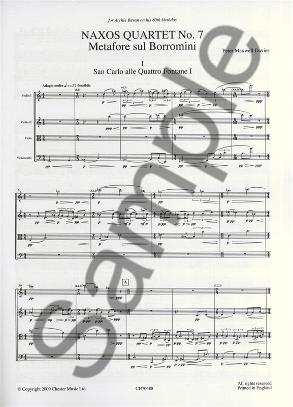 Peter Maxwell Davies: Naxos Quartet No.7 (Score)