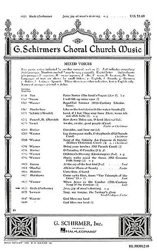 J.S. Bach: Jesu, Joy Of Man's Desiring (SATB)