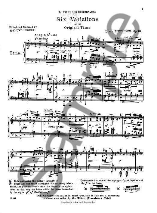 Ludwig Van Beethoven: Variations For Piano Book 1