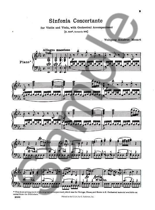 W.A. Mozart: Sinfonia Concertante (Score/Parts)