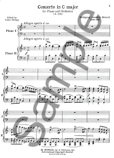 W.A. Mozart: Piano Concerto No.8 In C K.246 (2 Piano Score)