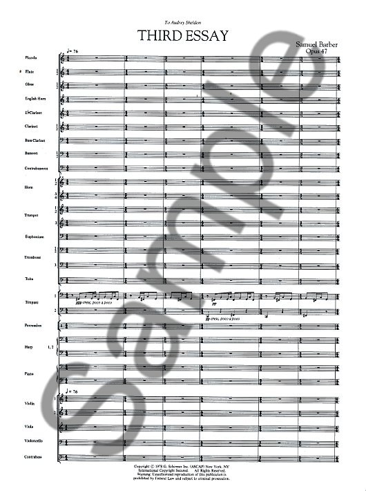 Samuel Barber: Third Essay For Orchestra Op.47 (Study Score)