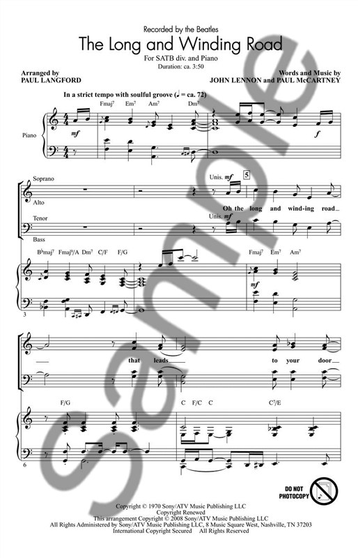 The Beatles: The Long And Winding Road (SATB)