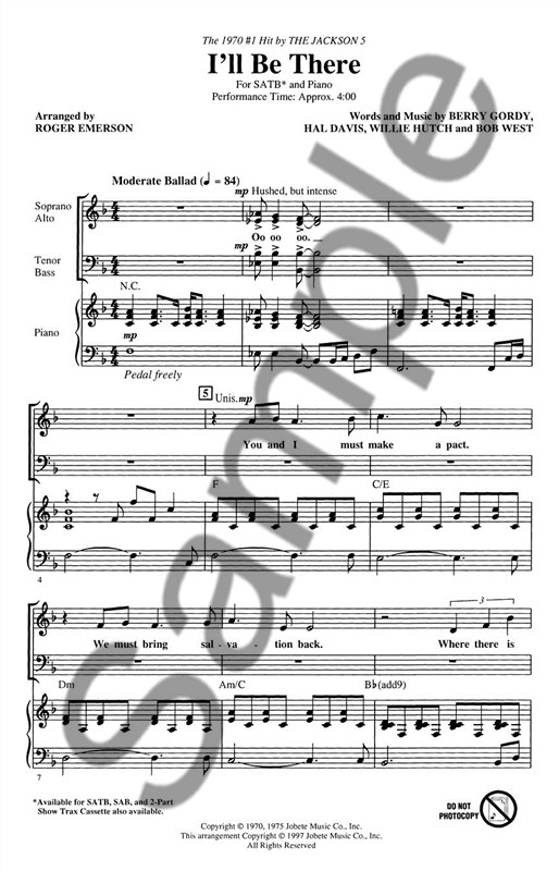 The Jackson 5: I'll Be There (SATB)