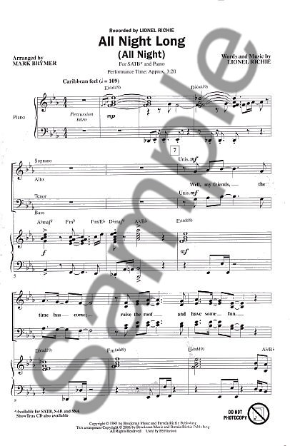 Lionel Richie: All Night Long (SATB)