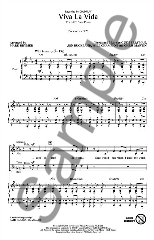 Coldplay: Viva La Vida (SATB)