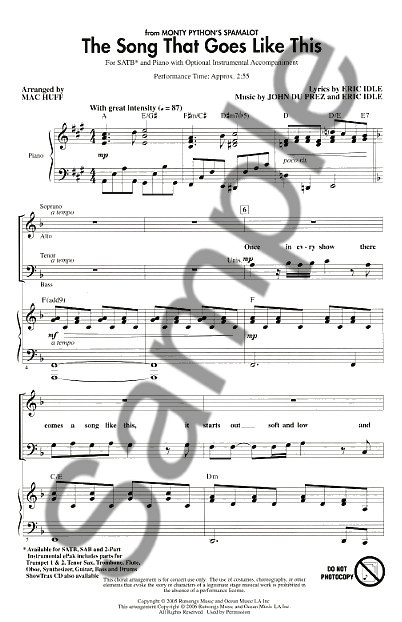 Eric Idle: The Song That Goes Like This (Spamalot) (SATB)