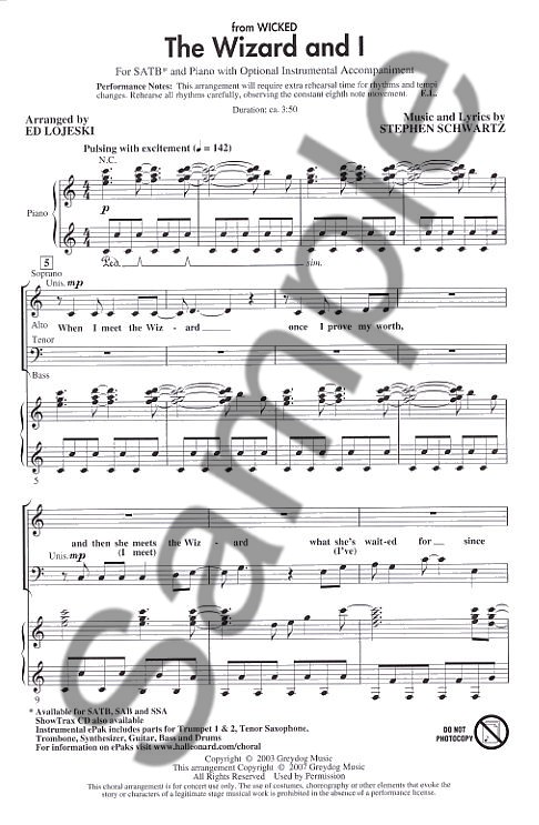 Stephen Schwartz: The Wizard And I (SATB)