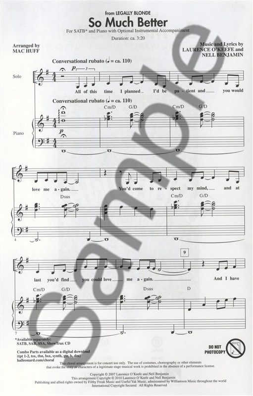 Laurence O'Keefe/Nell Benjamin: So Much Better (Legally Blonde) SATB