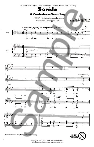 Rosephanye Powell: Sorida (A Zimbabwe Greeting) - SATB