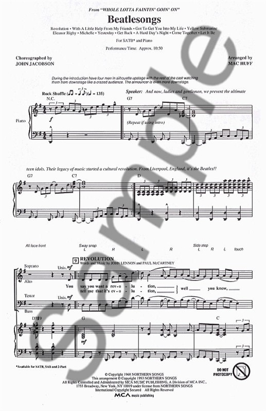 Beatlesongs (Whole Lotta Faintin' Goin' On) - SATB