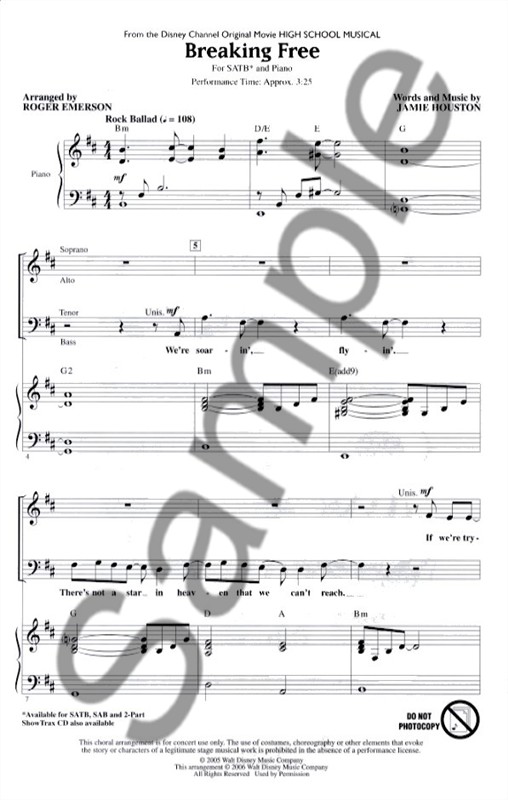 Breaking Free (High School Musical) (SATB)